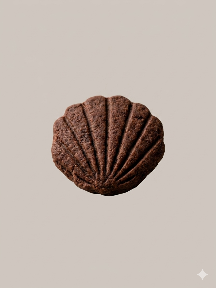 Chocolate scallop-shell shaped shortbread